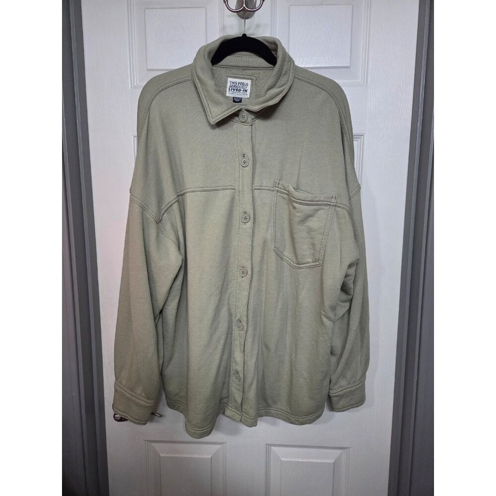 Ae Green Oversized Button Down Shacket Loungewear… - image 2